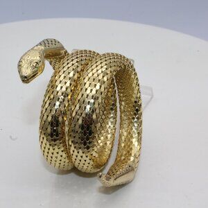 Vintage Art Deco Whiting & Davis Gold Mesh Snake Wrap Bracelet Minty Unworn